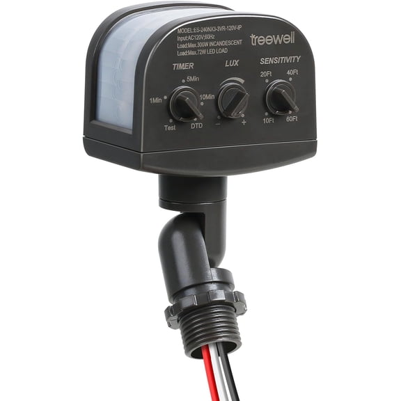 240-Degree Replacement Motion Sensor, Adjustable LUX(5-300) & Time & Detion Sensitivity Up to 60 Feet Range, 3 Working Modes Outdoor Motion Detor for Security Floodlight, Brown