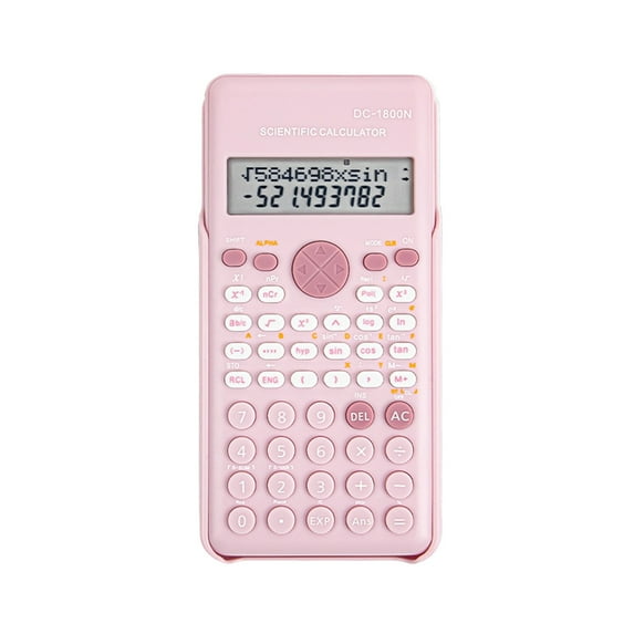 240 Functions Scientific Calculator 6.5x3.1in Desktop Math Calculator for Students with 10+2 Digits 2-Line Display School Exam Tool (Pink)