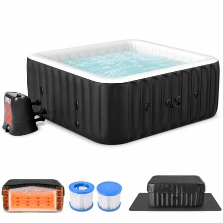 240 Gallon Inflatable Hot Tub 6 Person Square with Control Panel, Portable Outdoor AirJet Hot Tub Spa with 130 Bubble Jets, Filter, insulated Tub Cover and Floor Protector, Temperature up to 104°F price history and forecast - Ficisog CQYG-F-6-6X