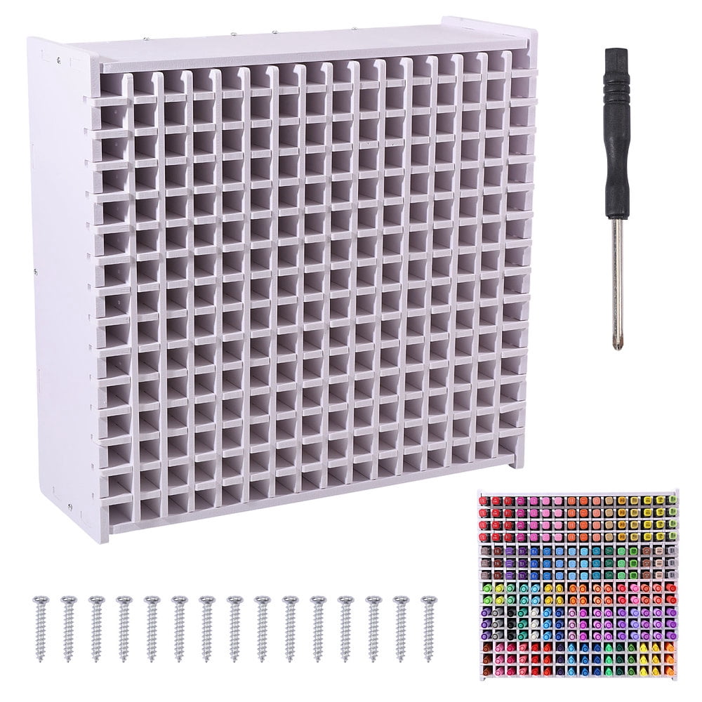 240-Hole PVC Marker Pen Organizer Storage Grided Holder Rectangle White 35x36x13cm for making