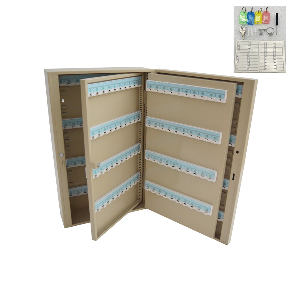 240 Hooks Key Storage Cabinet Iron Wall-Mounted with Key Tags Beige ...