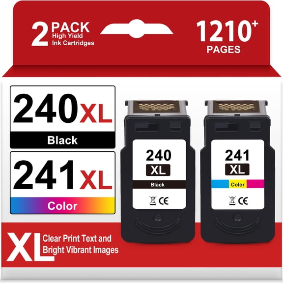 240XL and 241XL Ink Cartridges Compatible for Canon Ink 240 and 241 for Printer MG3620 MG3600 MG3520 (Black Tri-color)