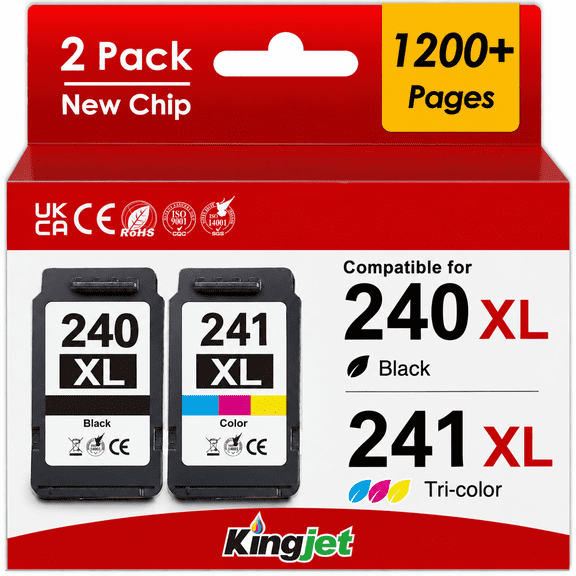 240XL 241XL Compatible for Canon Ink 240 and 241 XL Combo for PIXMA MG3620 MG3600 Printer (2 Pack)