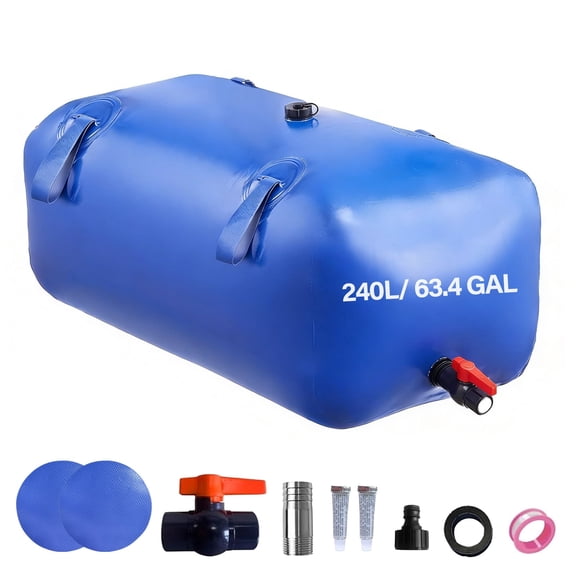 240 L/63.4 gal Water Bladder Storage Containers, Foldable Portable Water Tank Large Capacity Soft Water Bag, Drought Resistance, for Emergency Use, Rvs, Trucks and Outdoor Activities