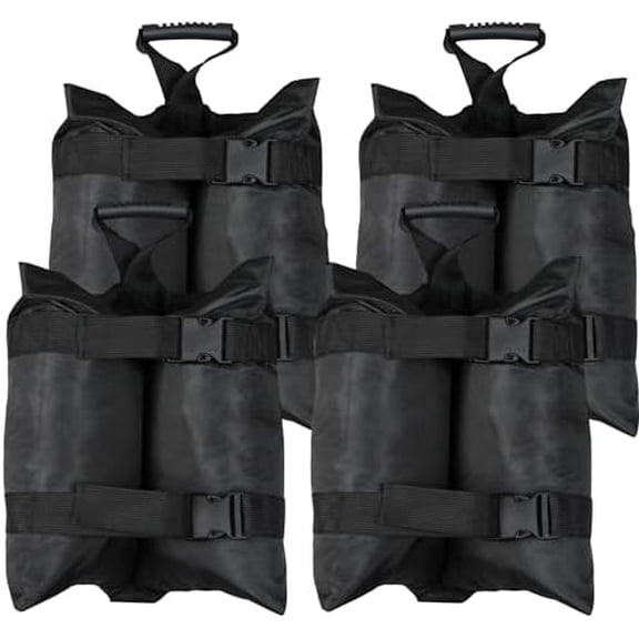 240 LBS Plus Size Canopy Weights Sand Bags Set of 4-1680D Oxford Heavy Duty Sandbags for Outdoor Tent, Patio Umbrella, Gazebo, Sun Selter, Windproof Pop up Tent Weights, Black (No Sand)