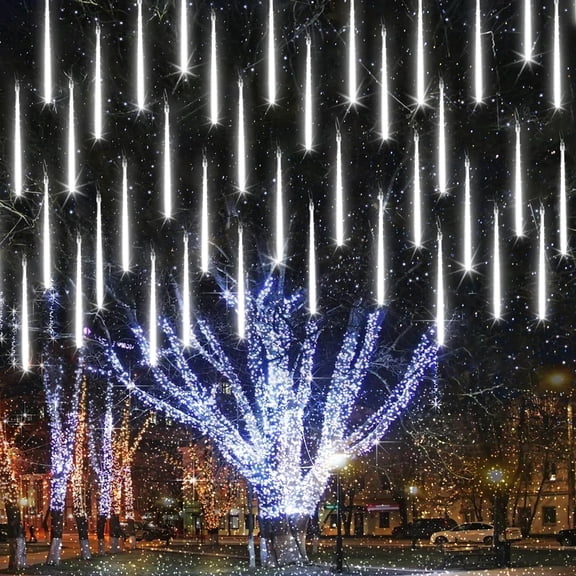 240 LED Meteor Shower Cascading Lights 2-Pack White Outdoor Decoration