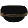 thumbnail image 1 of (240 PACK) EcoQuality 16 oz Black Plastic Square Bowls with Gold Rim - Disposable Plastic Soup Bowls, Heavy Duty Plastic Salad Bowls, Dessert Bowl for Baby Showers, Weddings, Birthday Party, 1 of 3