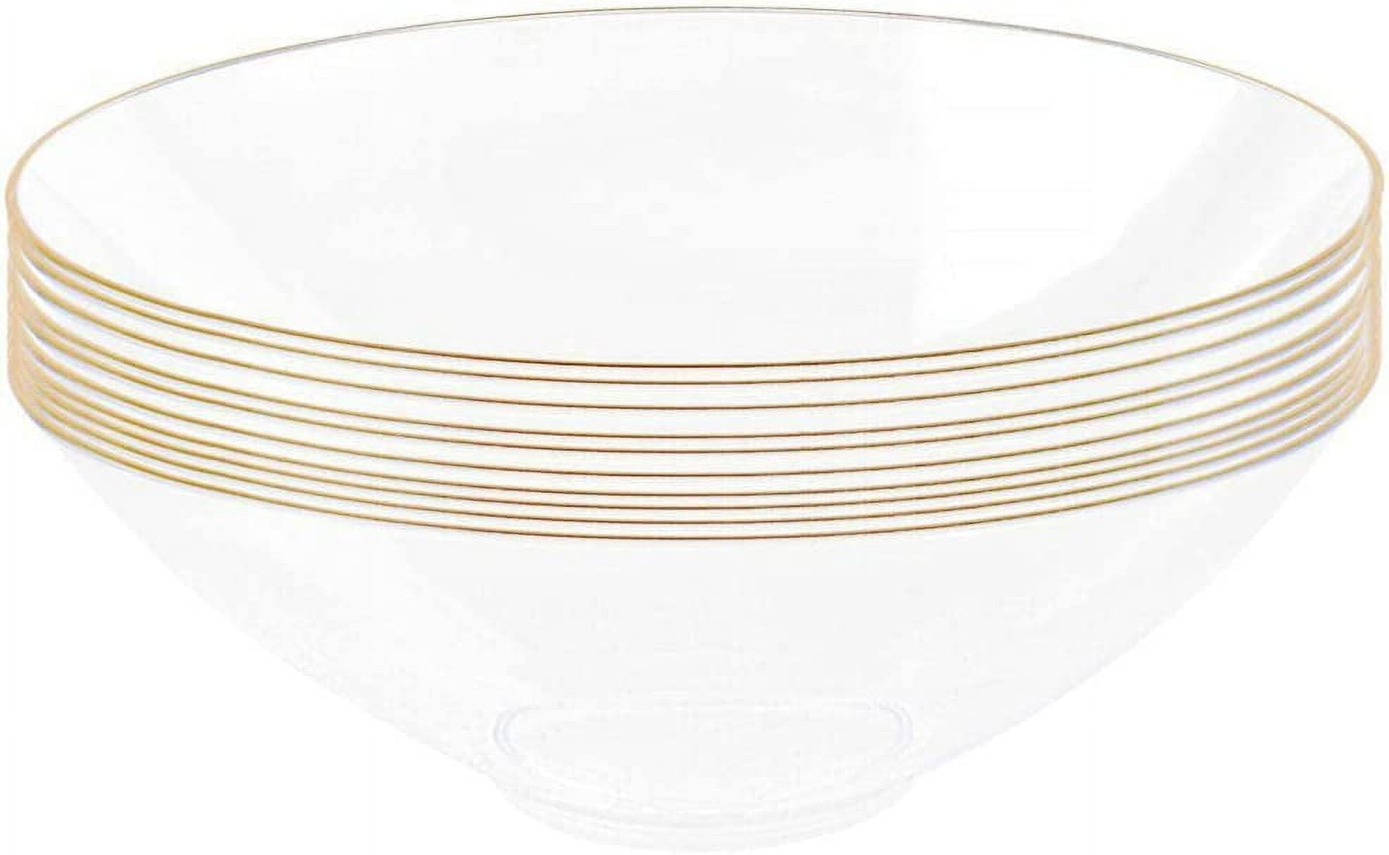 60 Disposable Gold Plastic Dessert Bowls, 12 Oz Soup Bowls, Gold