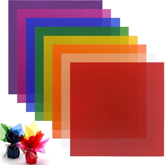240 PCS 12" Colored Cellophane Sheets, Large Cello Colorful Plastic Wrap Transparency Film Sheets for Easter Eggs, Candy, Arts Crafts, Science, Scrapbooks Albums