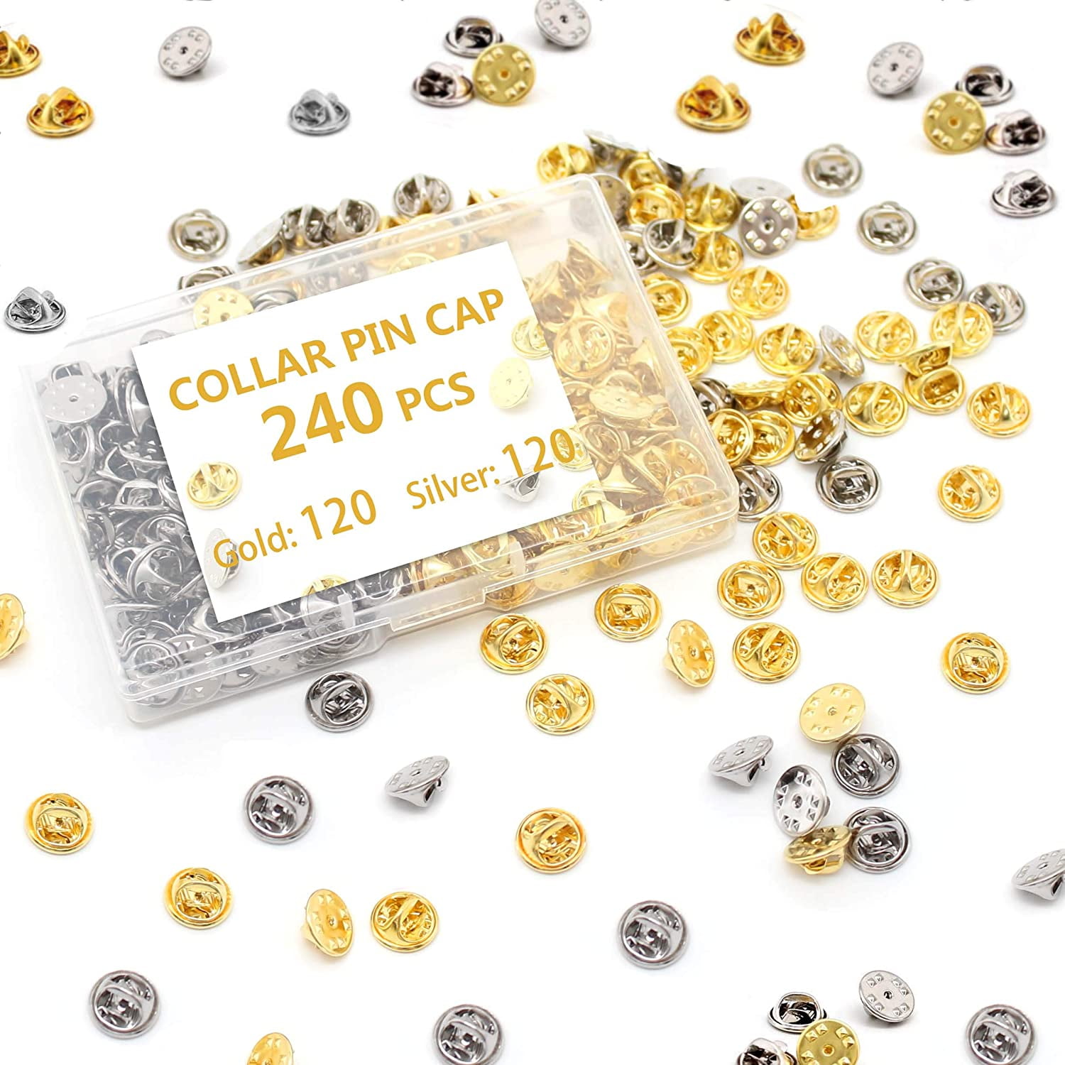 240 PCS Brass Clutch Badge Insignia Clutches Pin Backs Replacement