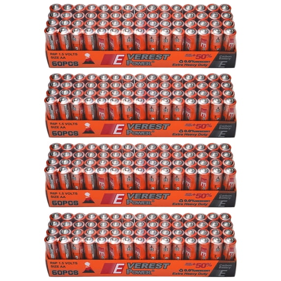 240 Pack AA Battery Everest Power 1.5v Long Lasting Double A Battery 50% More Power
