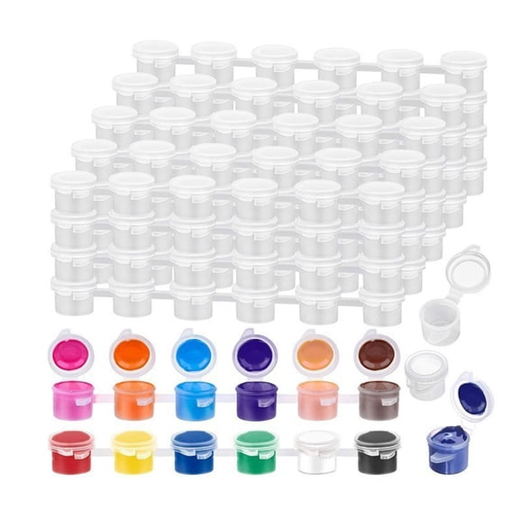 240 Pack Empty Paint Pots with Lids, 40 Strips Mini Clear Paint Containers 3ml/0.1oz for Art Supplies, Crafts, Beads, Pigments Storage (40 Strips x 6 Pots)