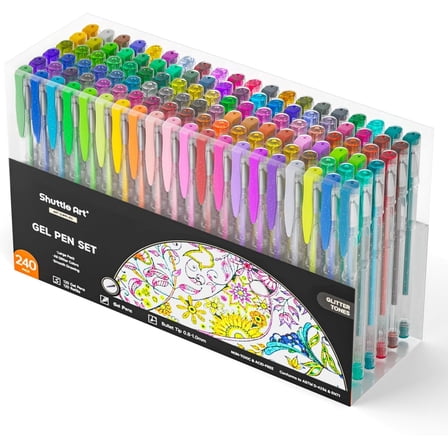 240 Pack Glitter Gel Pens, Shuttle Art 120 Colors Glitter Gel Pen Set with 120 Refills for Adult Coloring Books Craft Doodling