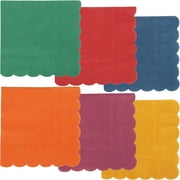Juvale Cocktail Napkins - Scalloped Edges - Jewel Tone Design for Parties & Events - 240 Pack, 5 x 5 in, Multicolor, 2-Ply
