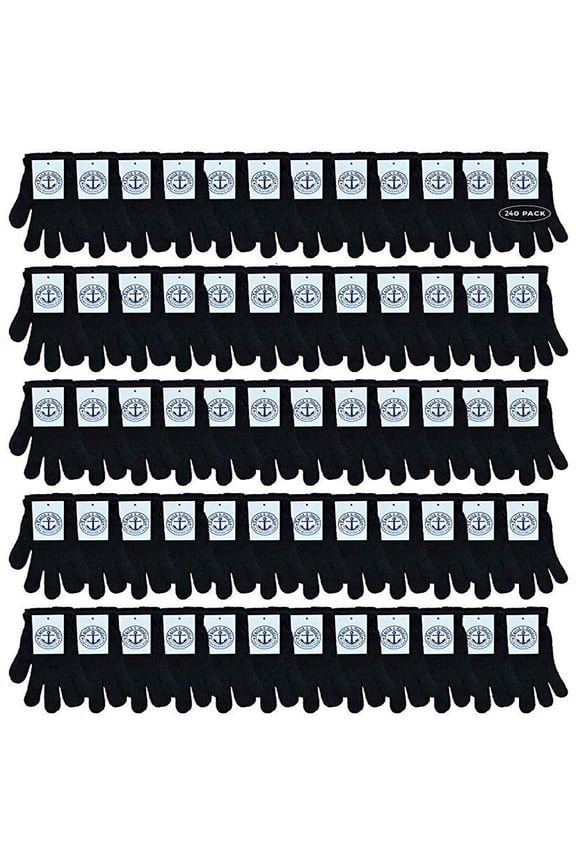 240 Pack of Yacht & Smith Wholesale Beanies Or Gloves, Bulk Thermal Winter Hat Or Glove (Black Golves)