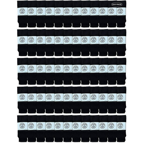 240 Pairs Of Yacht & Smith 26 Inch Wholesale Women's Tube Socks, Women's Cotton Referee Sport Socks Size 9-11 (Black)