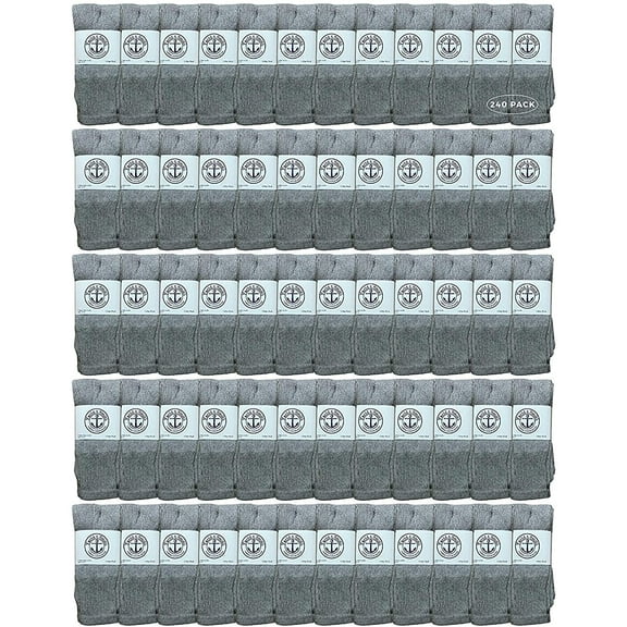 240 Pairs Of Yacht & Smith 26 Inch Wholesale Women's Tube Socks, Women's Cotton Referee Sport Socks Size 9-11 (Gray)