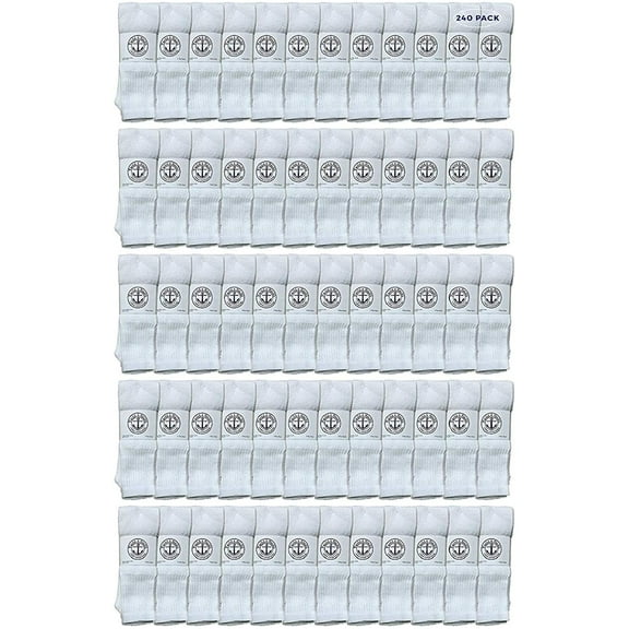 240 Pairs Of Yacht & Smith 28 Inch Wholesale Men's Long Tube Socks, Cotton Sport Tube Socks Size 10-13 (White)