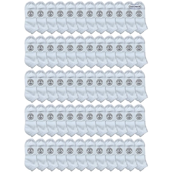240 Pairs Of Yacht & Smith Bulk Womens Ankle Socks Low Cut Ankle Socks Size 9-11 (White)