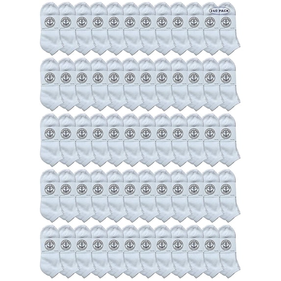 240 Pairs Of Yacht & Smith Bulk Womens Ankle Socks Low Cut Ankle Socks Size 9-11 (White)