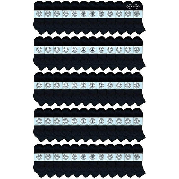 240 Pairs Of Yacht & Smith Men Wholesale Cotton Sport Athletic Mid Ankle Socks Bulk Case Pack Size 10-13 (Black)
