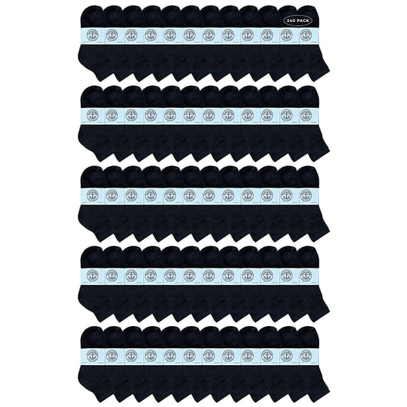 240 Pairs Of Yacht & Smith Wholesale Kids Mid Ankle Socks, Cotton Bulk Sport Ankle Socks Size 6-8 (Black)