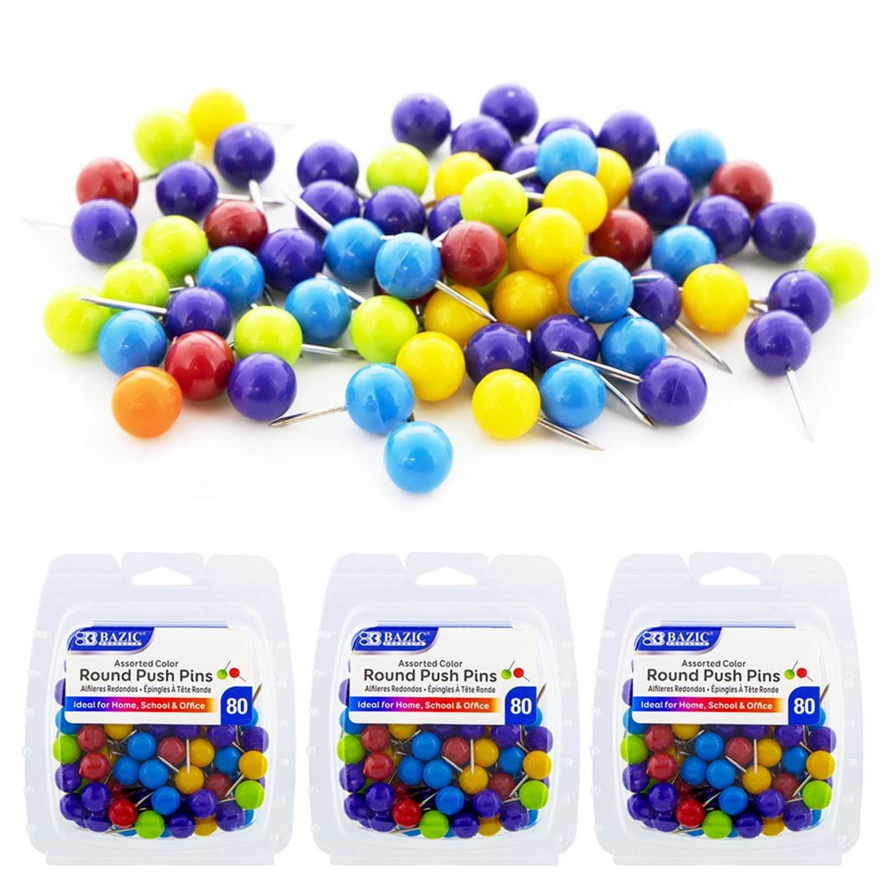 600 PCS Multi-Color Push Pins Map Tacks,1/8 inch Round Head with Stainless  Point, 10 Assorted Colors (Each Color 60 PCS) in reconfigurable Container