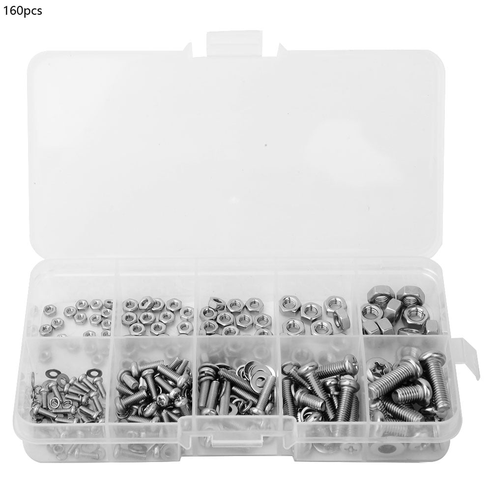 240 Pcs Cross Bolt Nut Gasket Set M2 M2.5 M3 M4 M5 Stainless Steel