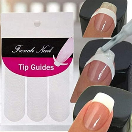 240 Pcs French Manicure Nail Art Stickers Strips, Manicure Nail Art Tips Form Guide Stickers Moon Shape Design Self-Adhesive Nail Sticker Tips for Manicure Decoration DIY Tools, White 5 Sheets