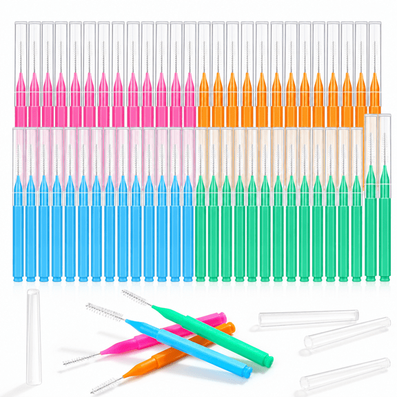 240 Pcs Interdental Brushes 6 Sizes, 360° Bendable Soft Bristles Dental Brushes for Teeth & Braces Cleaning