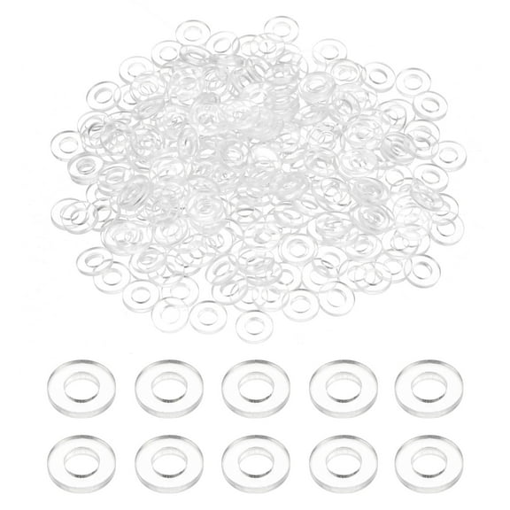 240Pcs M3 Flat Washers 3mm ID 6mm OD 0.3mm Thick Plain Washer Grommets Plastic Sheet Gasket Fastener Sealing Spacer Gasket Ring Water Hose Washers, Clear