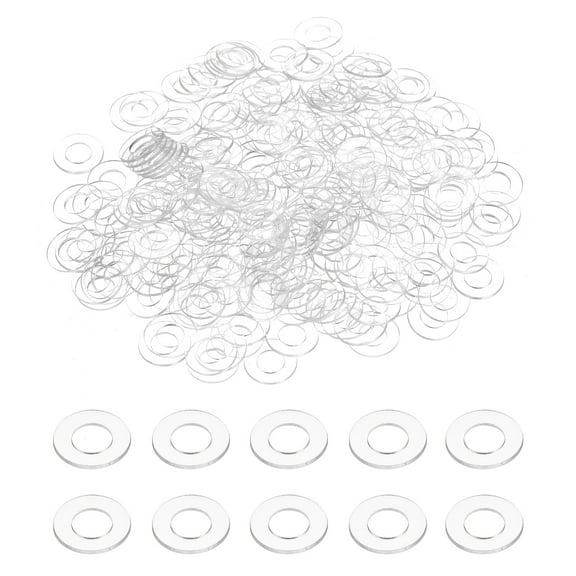 240Pcs M5 Flat Washers 5mm ID 8mm OD 0.3mm Thick Plain Washer Grommets Plastic Sheet Gasket Fastener Sealing Spacer Gasket Ring Water Hose Washers, Clear