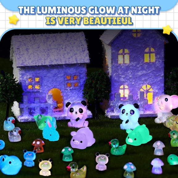 240 Pcs Mini Resin Animals Variety Tiny Resin Animals Bulk Glow in The Dark Miniature Figures for Micro Garden Landscape Aquarium Ornaments Accessories$$Garden & Patio