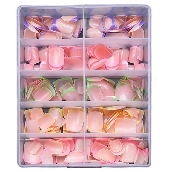 240 Pcs Multicolor Press On Nails French Tip False Nails Full Cover Stick on Nails Short False Nails Manicures Supplies