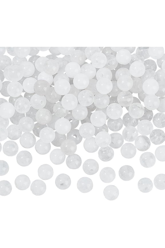 240 Pcs Natural Jade Bead 6mm White Jade Beads Round Gemstone Loose Beads Natural Stone Spacer Beads for Necklace Bracelet Jewelry Making Hole: 1mm for DIY