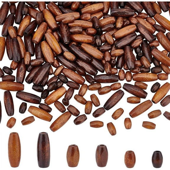 240 Pcs Natural Oval Wood Beads 6 Style Dyed Wooden Spacer Beads Tiny Wooden Tube Beads Loose Beads Jewelry Making Hole: 2mm