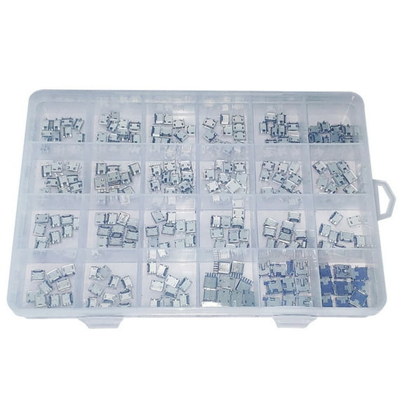 240 Pcs USB Sockets USB Connectors Assortment Kit 24 Values
