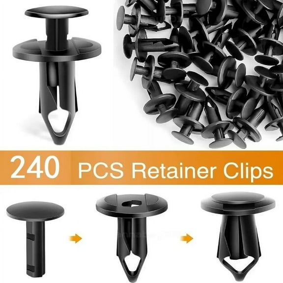 "240-Piece 8mm Universal Car Bumper Retainer Clips, Plastic Push Rivets Fasteners for Auto Fender and Trim Repair"