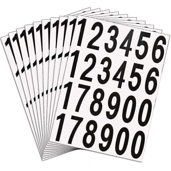 240 Pieces 10 Sheets Numbers Stickers Mailbox Numbers Self Adhesive Vinyl Numbers For Residence And Mailbox Signs (2 Inch Black On White)