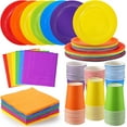 thumbnail image 1 of 240 Pieces Rainbow Party Tableware 60 Set Colorful Paper Plates and Napkins 9oz Paper Cups Complete Pack Disposable Dinnerware Set for Neon Rainbow Birthday Party Decorations Supplies, 1 of 6
