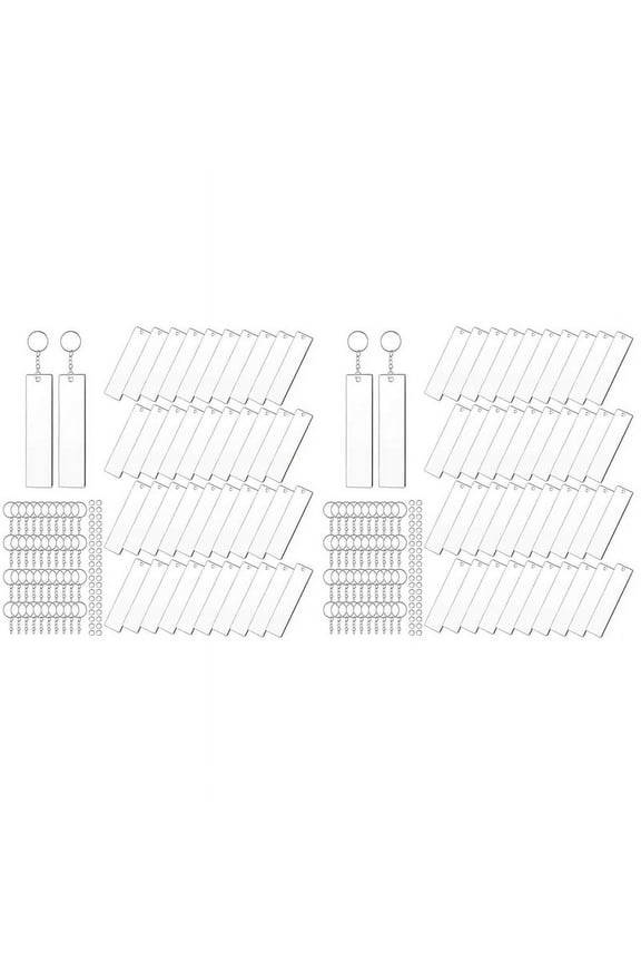 240 Pieces Rectangle Acrylic Key Chain Blank Transparent Acrylic KeyChain Blank