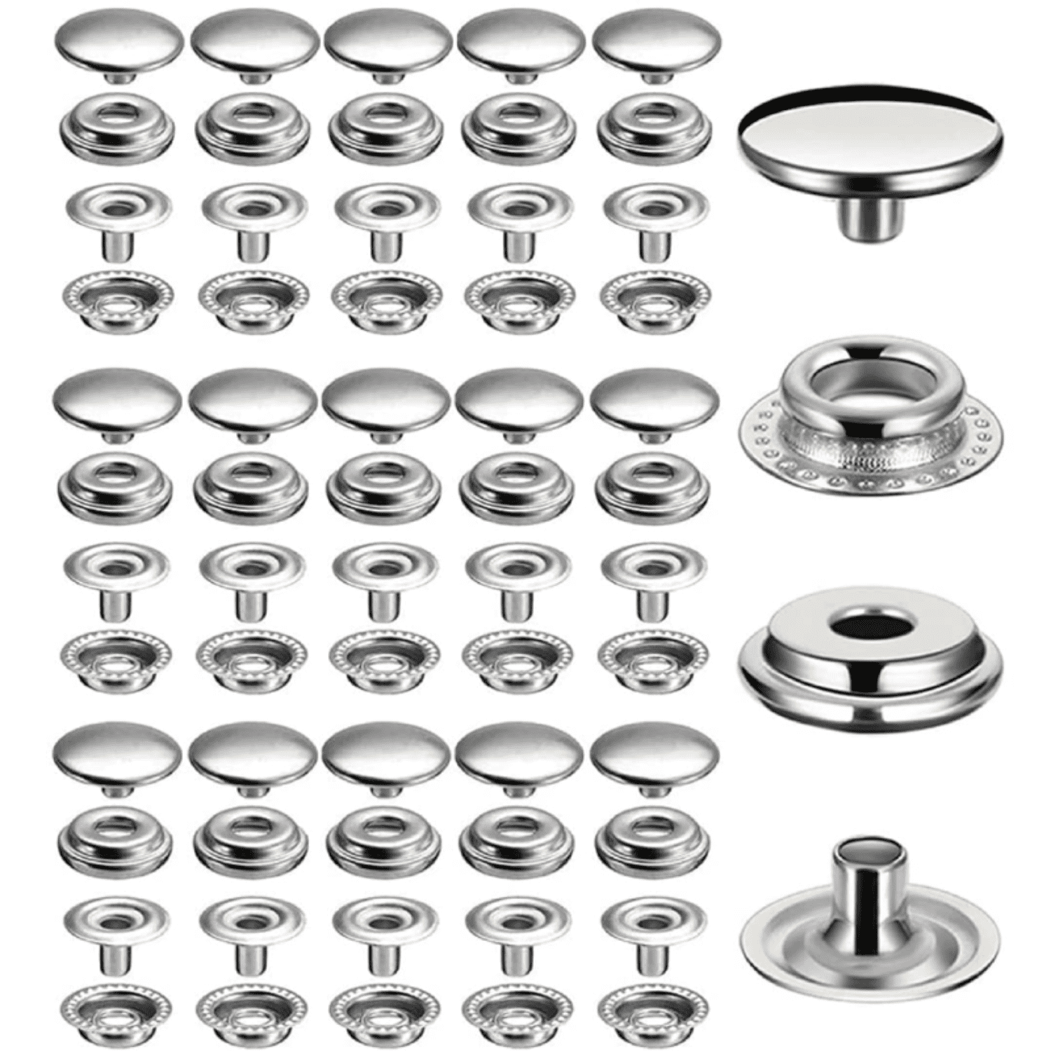 Jacket Back Fastener 240 Pieces Stainless Steel Snap Fastener, 15mm Heavy Duty Snap Button ...