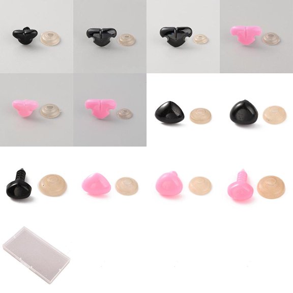 240 Sets 12 Styles Plastic Safety Noses with Spacer for DIY Toys Puppet Plush Animal Making Mixed Color 6~29.5x9~24x3.5~15mm