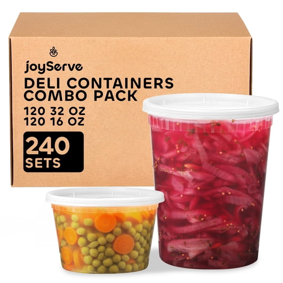 240-Sets Deli Containers with Lids - (120)-32oz & (120)-16oz Bulk Pack of Food Storage Take Out Containers for Restaurants, Catering, Meal Prep - Microwaveable, Reusable & BPA-Free