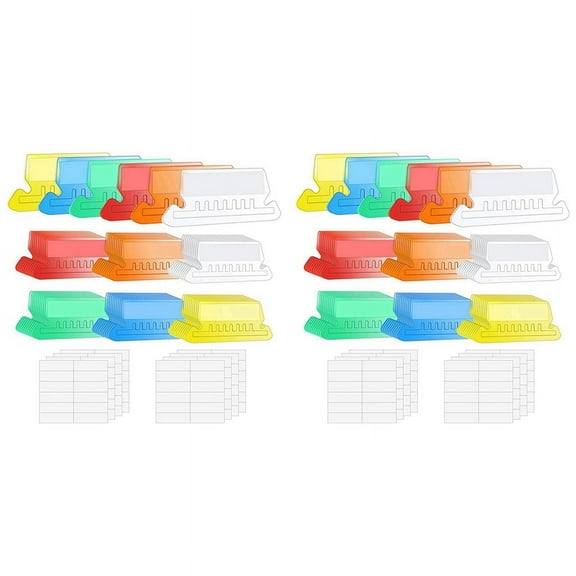 240 Sets Multicolor Hanging File Folder Tabs with Blank Inserts 2 Inches Plastic for Folders