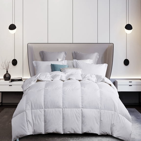 240 Thread Count White Goose Down and Feather Comforter
