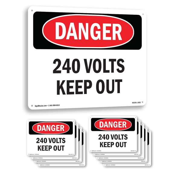 240 Volts Keep Out OSHA Danger Aluminum Sign 10 Inch x 7 Inch - 10 Pack