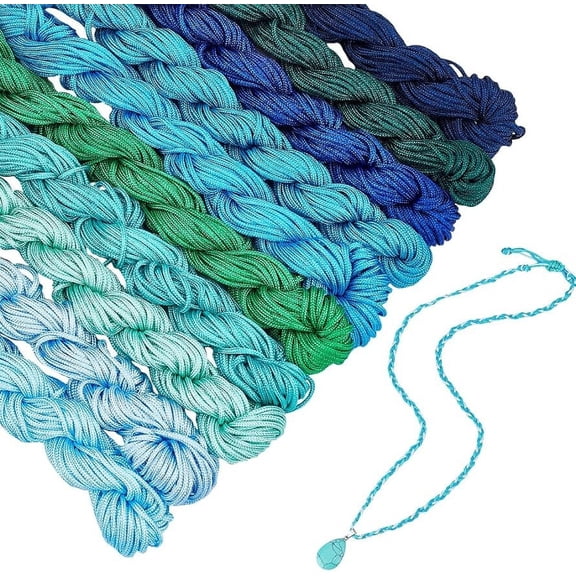 240 Yards 1mm Nylon Beading String Chinese Knotting Cord Blue Green Cord Kumihimo Macrame Thread String Cord