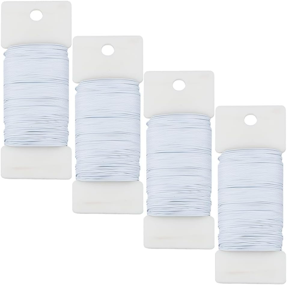 240 Yards/219.5m 4 Rolls White Metal Floral Wire 24 Gauge Flexible Florist Wire Florist Wire Garden Wire Alambre Metal Floral Wire Thin Wire for Flower Arrangement Crafts Wreaths Tree Garland White