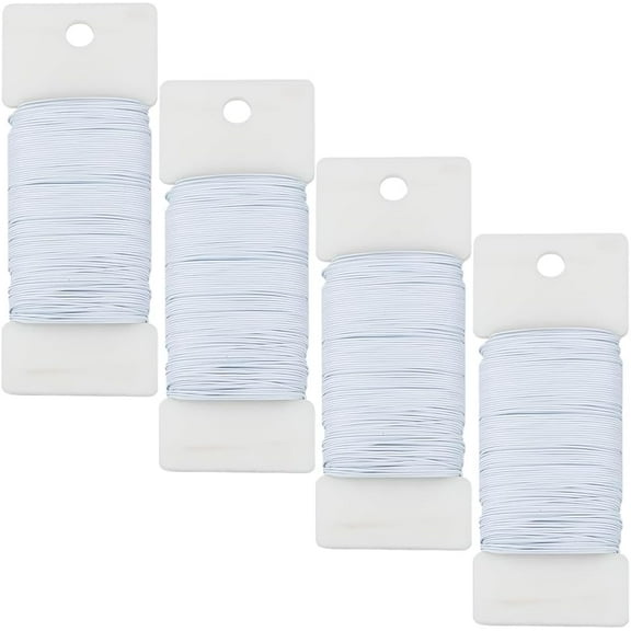 240 Yards/219.5m 4 Rolls White Metal Floral Wire 24 Gauge Flexible Florist Wire Florist Wire Garden Wire Alambre Metal Floral Wire Thin Wire for Flower Arrangement Crafts Wreaths Tree Garland White